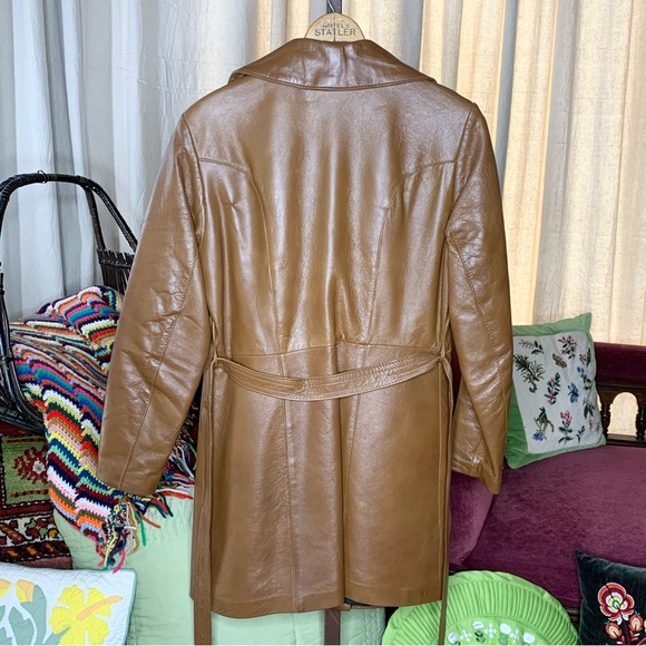 80s Midi Belted Leather Jacket - Picture 7 of 8